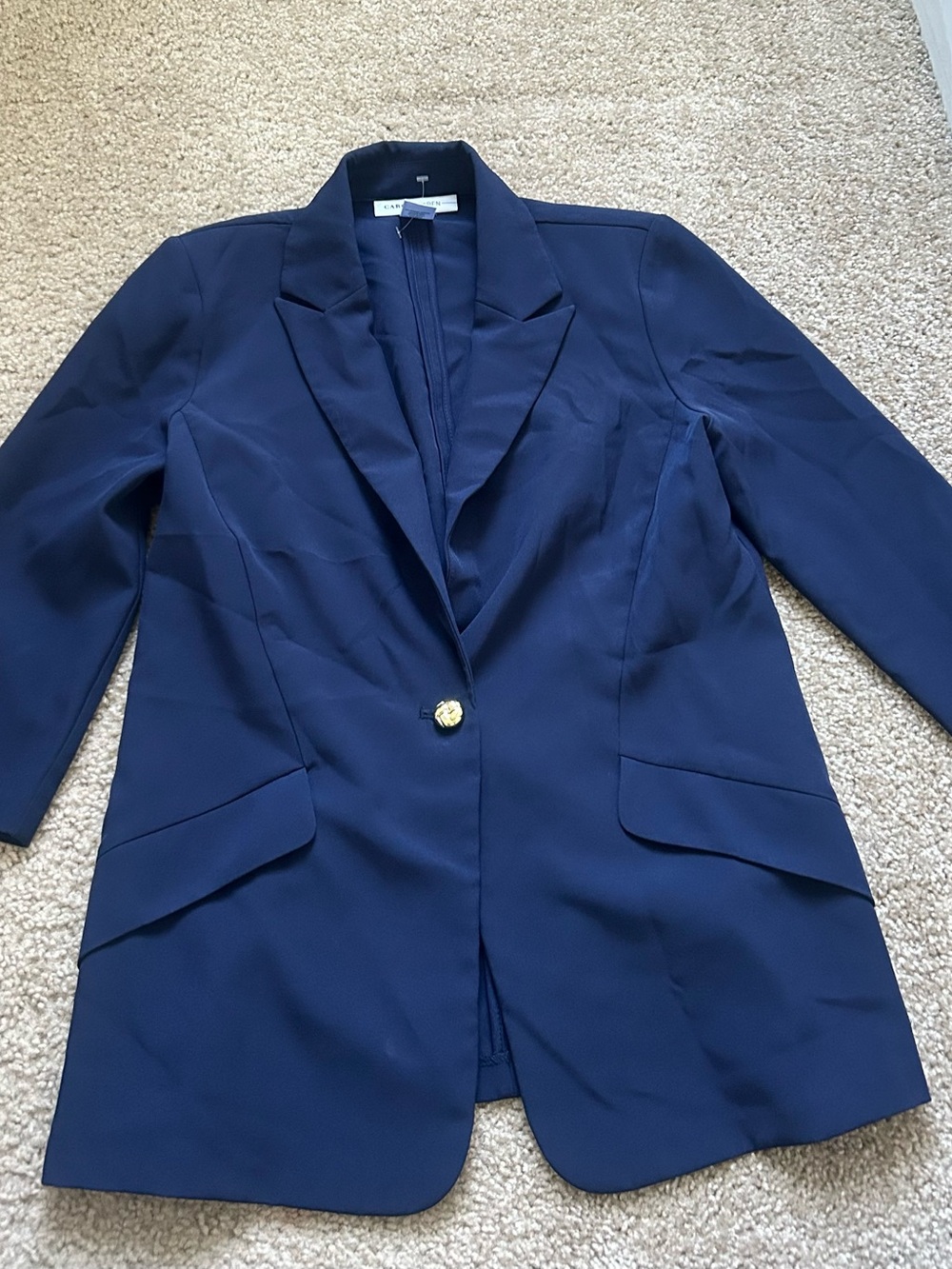 Classic Navy Single-Button Blazer - Women